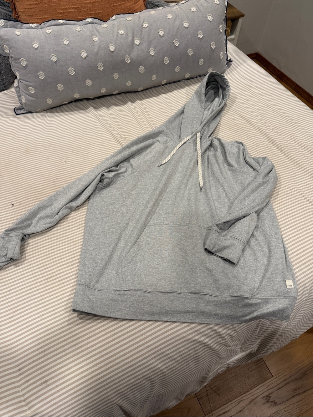 Vuori Light Gray Pullover Hoodie with Drawstring